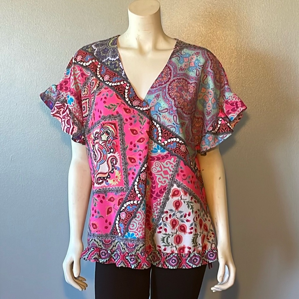 Umgee Ruffled Blouse, Size Medium - image 2